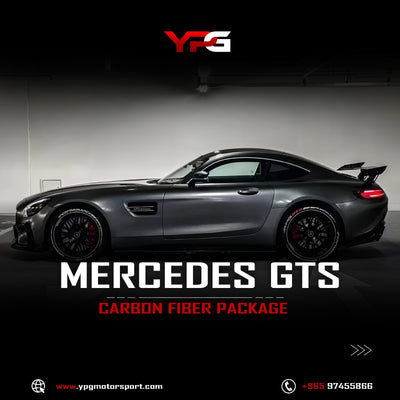 AMG GT carbon fiber front lip splitter — 2x2 twill weave close-up