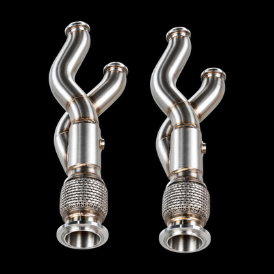 Lamborghini Aventador stainless steel exhaust downpipes with flex sections