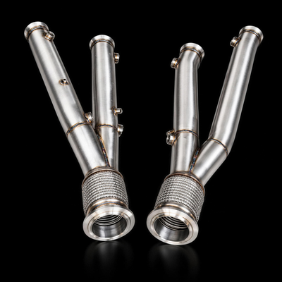 Lamborghini Aventador SVJ catless downpipes black background product photo