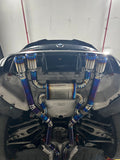 YPG Valvetronic Titanium Exhaust System rear view with quad tips on BMW M4 G82