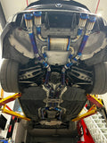 YPG Titanium Exhaust full rear view installed on BMW M4 G82 on lift
